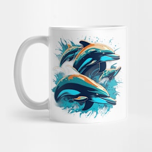 Sea Symphony Grunge Dolphins Mug